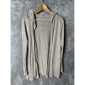 Caution To The Wind Western women's Medium Hooded Cardigan beige Open Front